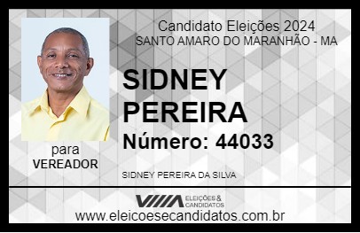 Candidato SIDNEY PEREIRA 2024 - SANTO AMARO DO MARANHÃO - Eleições