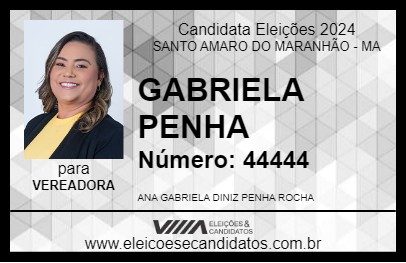 Candidato GABRIELA PENHA 2024 - SANTO AMARO DO MARANHÃO - Eleições