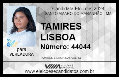 Candidato TAMIRES LISBOA 2024 - SANTO AMARO DO MARANHÃO - Eleições