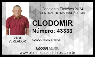 Candidato CLODOMIR 2024 - CENTRAL DO MARANHÃO - Eleições