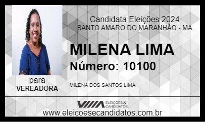 Candidato MILENA LIMA 2024 - SANTO AMARO DO MARANHÃO - Eleições