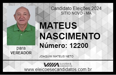 Candidato MATEUS NASCIMENTO 2024 - SÍTIO NOVO - Eleições