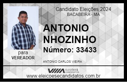 Candidato ANTONIO NHOZINHO 2024 - BACABEIRA - Eleições