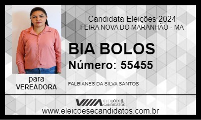 Candidato BIA BOLOS 2024 - FEIRA NOVA DO MARANHÃO - Eleições