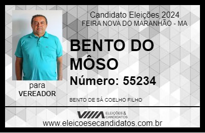 Candidato BENTO DO MÔSO 2024 - FEIRA NOVA DO MARANHÃO - Eleições