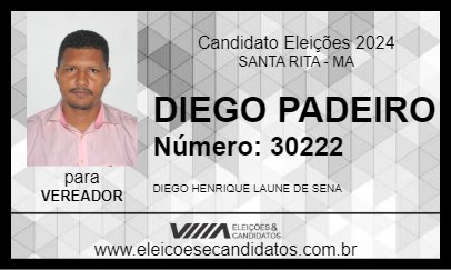 Candidato DIEGO PADEIRO 2024 - SANTA RITA - Eleições