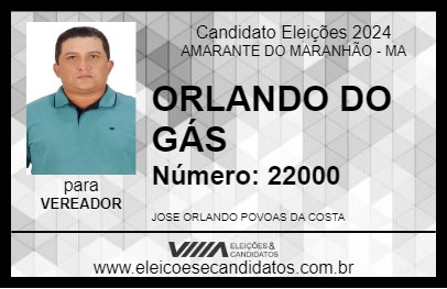 Candidato ORLANDO DO GÁS 2024 - AMARANTE DO MARANHÃO - Eleições