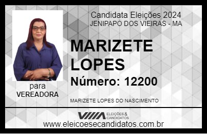 Candidato MARIZETE LOPES 2024 - JENIPAPO DOS VIEIRAS - Eleições