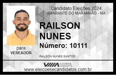 Candidato RAILSON NUNES 2024 - AMARANTE DO MARANHÃO - Eleições