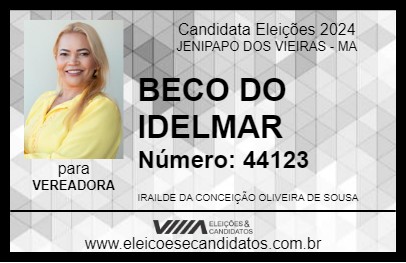 Candidato BECO DO IDELMAR 2024 - JENIPAPO DOS VIEIRAS - Eleições