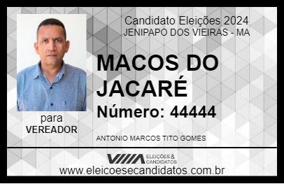 Candidato MACOS DO JACARÉ 2024 - JENIPAPO DOS VIEIRAS - Eleições