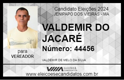 Candidato VALDEMIR DO JACARÉ 2024 - JENIPAPO DOS VIEIRAS - Eleições