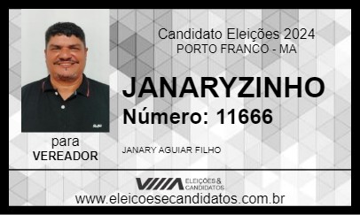 Candidato JANARYZINHO 2024 - PORTO FRANCO - Eleições