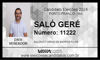 Candidato SALÓ GERÉ 2024 - PORTO FRANCO - Eleições