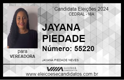 Candidato JAYANA PIEDADE 2024 - CEDRAL - Eleições