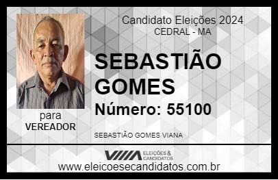 Candidato SEBASTIÃO GOMES 2024 - CEDRAL - Eleições