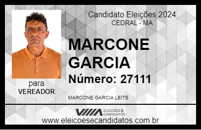 Candidato MARCONE GARCIA 2024 - CEDRAL - Eleições