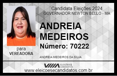 Candidato ANDREIA MEDEIROS 2024 - GOVERNADOR NEWTON BELLO - Eleições