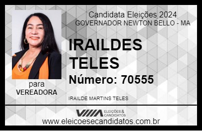 Candidato IRAILDE TELES 2024 - GOVERNADOR NEWTON BELLO - Eleições