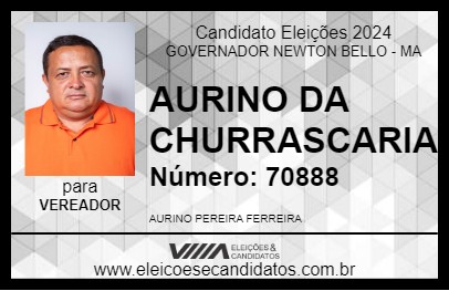 Candidato AURINO DA CHURRASCARIA 2024 - GOVERNADOR NEWTON BELLO - Eleições