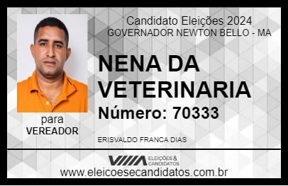 Candidato NENA DA VETERINARIA 2024 - GOVERNADOR NEWTON BELLO - Eleições