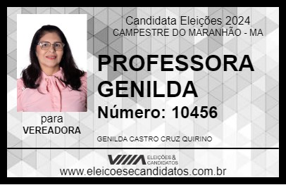 Candidato PROFESSORA GENILDA 2024 - CAMPESTRE DO MARANHÃO - Eleições