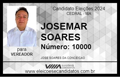 Candidato JOSEMAR SOARES 2024 - CEDRAL - Eleições