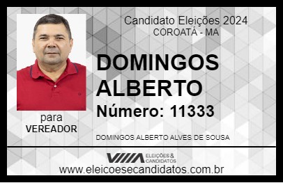 Candidato DOMINGOS ALBERTO 2024 - COROATÁ - Eleições