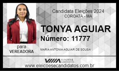 Candidato TONYA AGUIAR 2024 - COROATÁ - Eleições