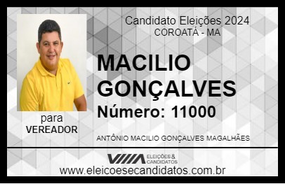 Candidato MACILIO GONÇALVES 2024 - COROATÁ - Eleições