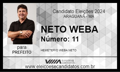 Candidato NETO WEBA 2024 - ARAGUANÃ - Eleições