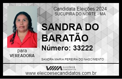 Candidato SANDRA DO BARATÃO 2024 - SUCUPIRA DO NORTE - Eleições