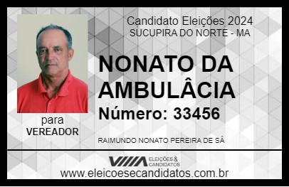 Candidato NONATO DA AMBULÂCIA 2024 - SUCUPIRA DO NORTE - Eleições