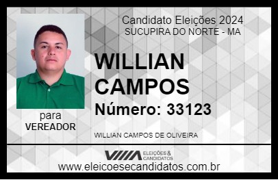 Candidato WILLIAN CAMPOS 2024 - SUCUPIRA DO NORTE - Eleições