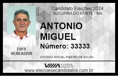 Candidato ANTONIO MIGUEL 2024 - SUCUPIRA DO NORTE - Eleições