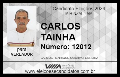 Candidato CARLOS TAINHA 2024 - MIRINZAL - Eleições