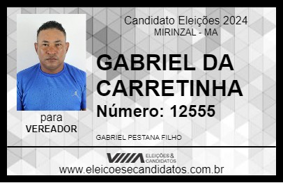 Candidato GABRIEL DA CARRETINHA 2024 - MIRINZAL - Eleições