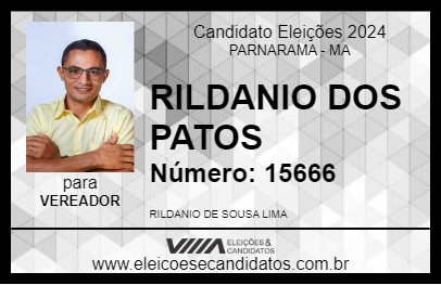 Candidato RILDANIO DOS PATOS 2024 - PARNARAMA - Eleições