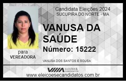 Candidato VANUSA DA SAÚDE 2024 - SUCUPIRA DO NORTE - Eleições