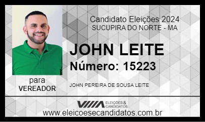 Candidato JOHN LEITE 2024 - SUCUPIRA DO NORTE - Eleições