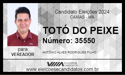 Candidato TOTÓ DO PEIXE 2024 - CAXIAS - Eleições