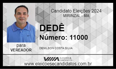 Candidato DEDÊ 2024 - MIRINZAL - Eleições