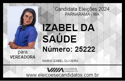 Candidato IZABEL DA SAÚDE 2024 - PARNARAMA - Eleições