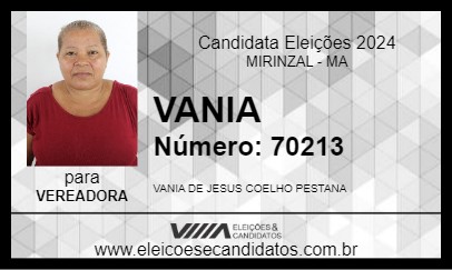 Candidato VANIA 2024 - MIRINZAL - Eleições