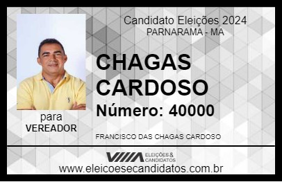 Candidato CHAGAS CARDOSO 2024 - PARNARAMA - Eleições