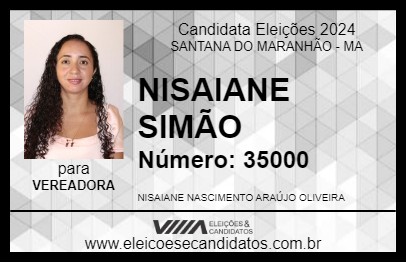 Candidato NISAIANE SIMÃO 2024 - SANTANA DO MARANHÃO - Eleições