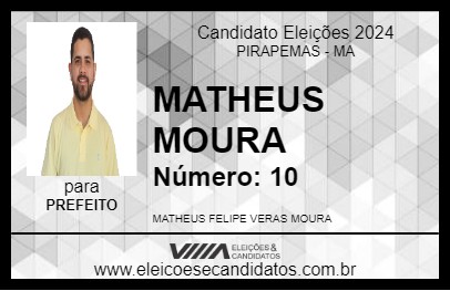 Candidato MATHEUS MOURA 2024 - PIRAPEMAS - Eleições