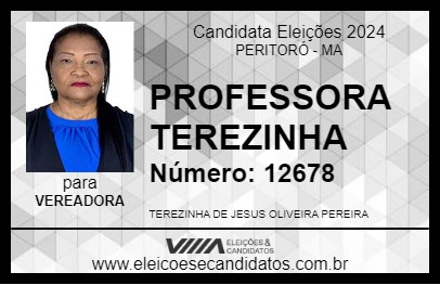 Candidato PROFESSORA TEREZINHA 2024 - PERITORÓ - Eleições