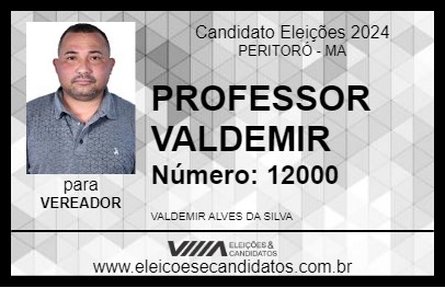 Candidato PROFESSOR VALDEMIR 2024 - PERITORÓ - Eleições