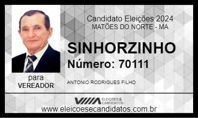 Candidato SINHORZINHO 2024 - MATÕES DO NORTE - Eleições